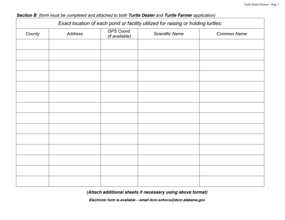 Turtle Dealer and / or Farmer Permit - Alabama, Page 3
