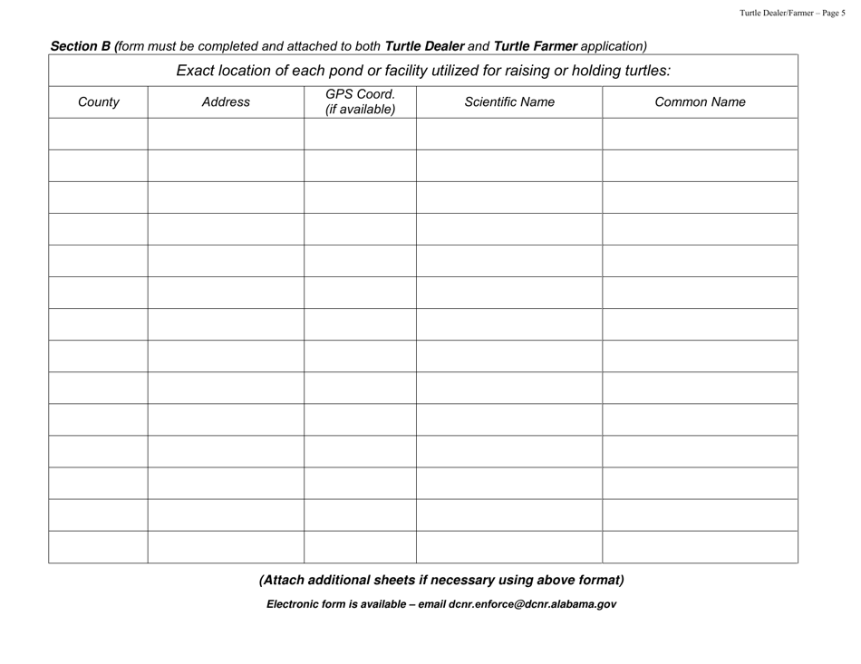 Turtle Dealer and / or Farmer Permit - Alabama, Page 5