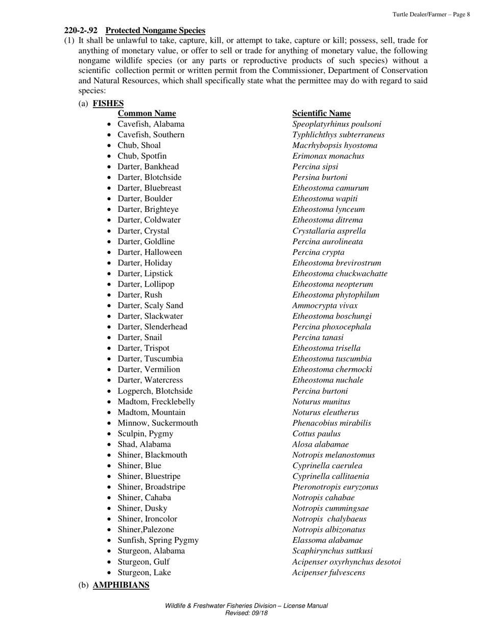 Turtle Dealer and / or Farmer Permit - Alabama, Page 8