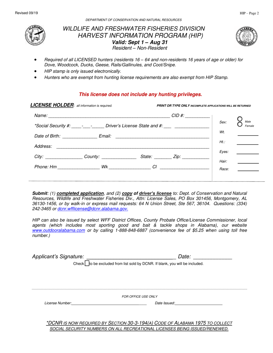 Alabama Harvest Information Program (Hip) - Fill Out, Sign Online and ...