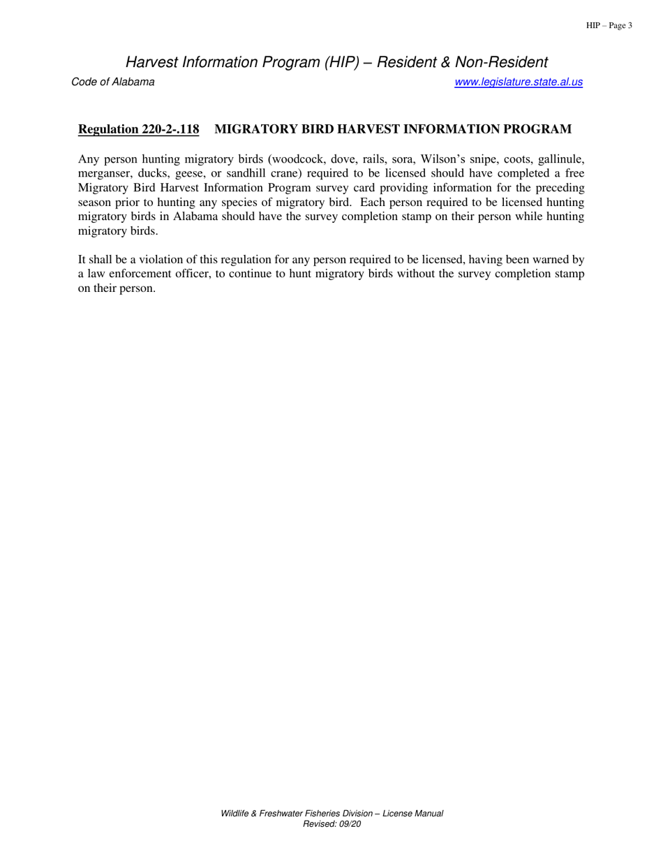 Harvest Information Program (Hip) - Alabama, Page 3