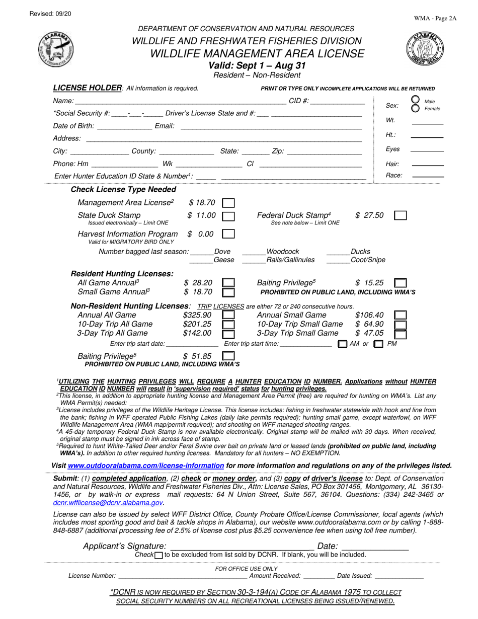 Wildlife Management Area License - Alabama, Page 2