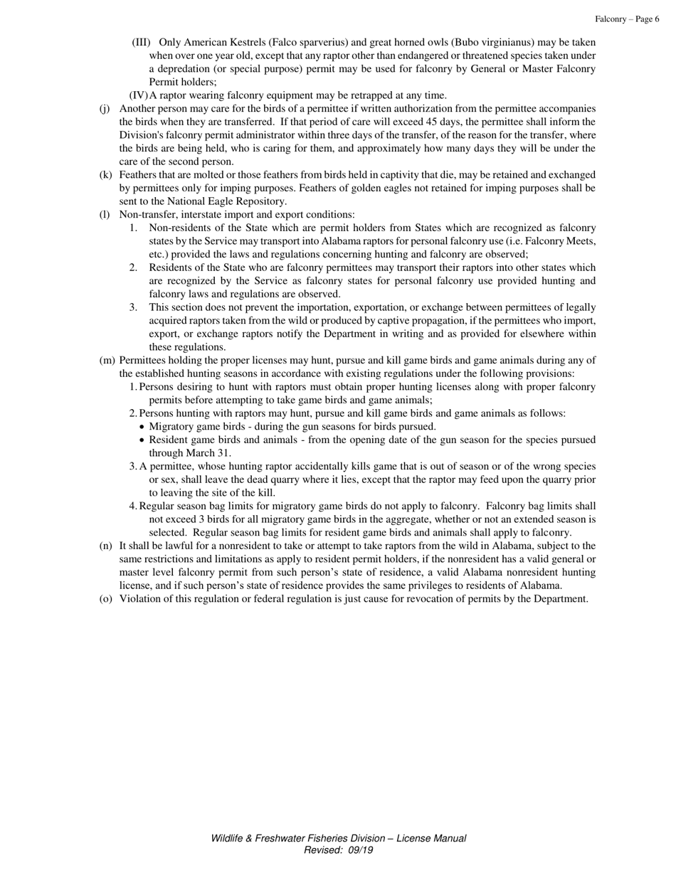 Falconry Permit - Alabama, Page 6