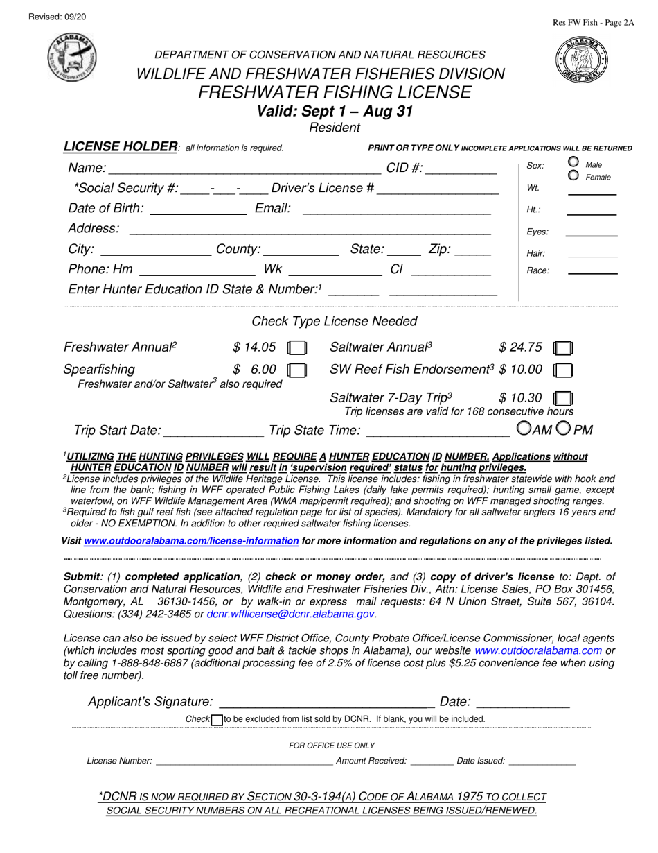 Freshwater Fishing License - Resident - Alabama, Page 3