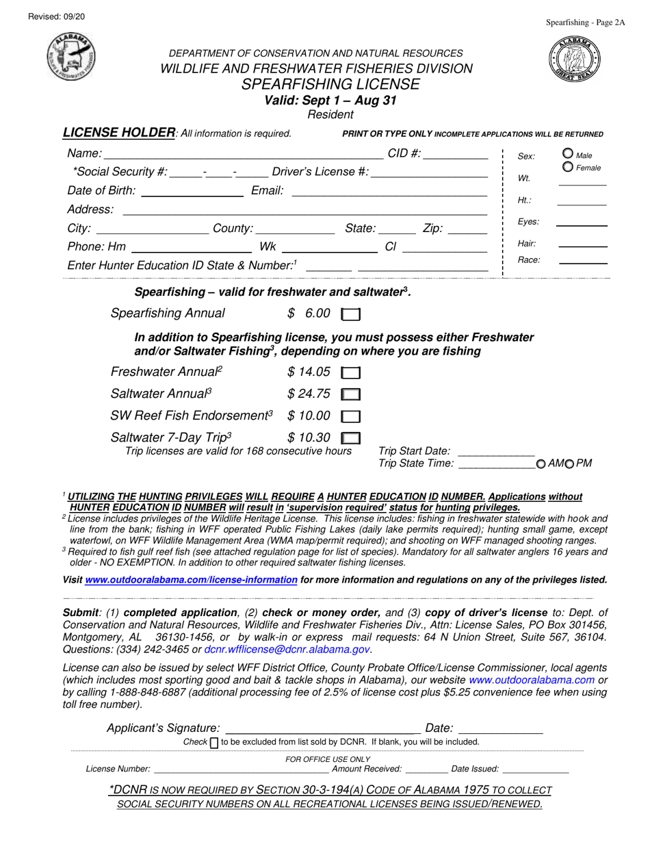 Spearfishing License - Resident - Alabama, Page 2
