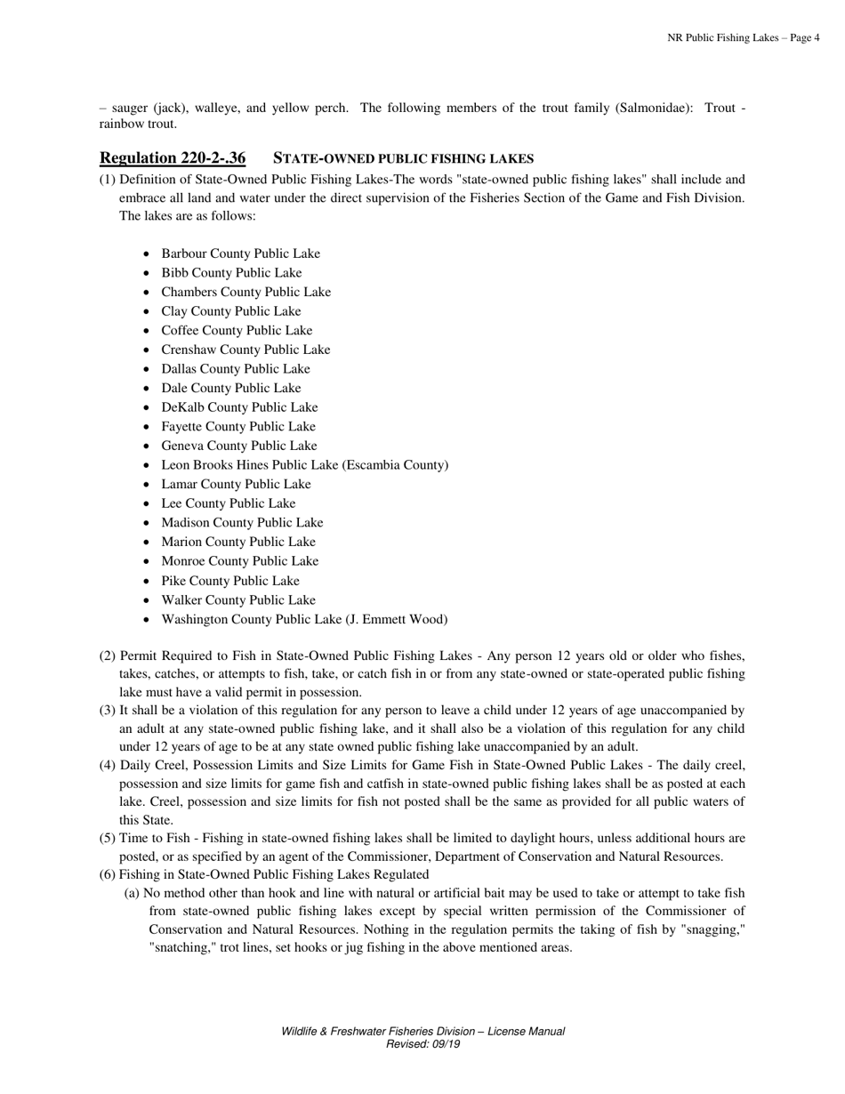 Public Fishing Lakes License - Non-resident - Alabama, Page 5