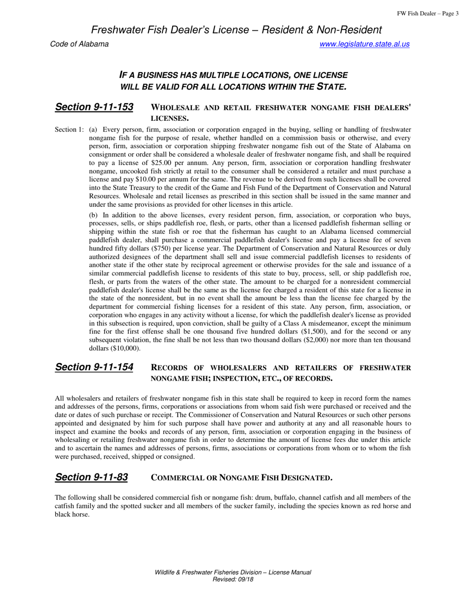 Freshwater Fish Dealer License - Alabama, Page 3