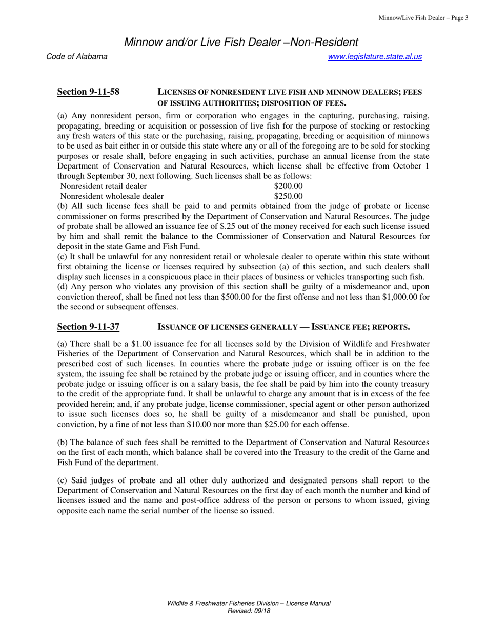 Minnow and / or Live Fish License - Alabama, Page 3