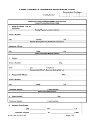 ADEM Form 103 Construction/Operating Permit Application Facility Identification Form - Alabama, Page 2