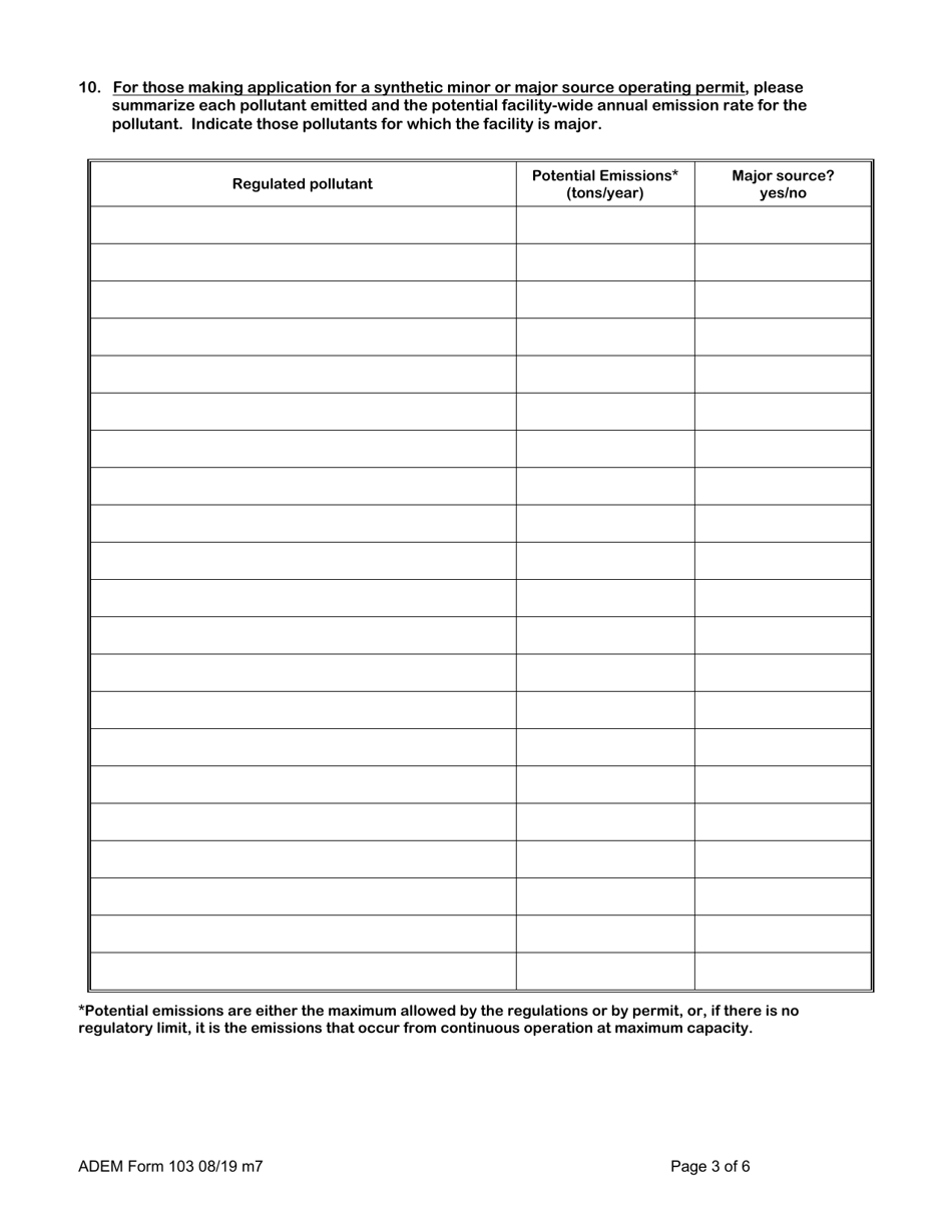 ADEM Form 103 Construction / Operating Permit Application Facility Identification Form - Alabama, Page 4