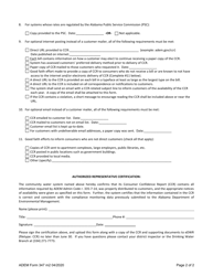 ADEM Form 347 Drinking Water - Consumer Confidence Report (Ccr) Certification Form - Alabama, Page 2