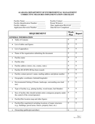Document preview: Corrective Measures Implementation Checklist - Alabama
