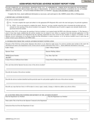 ADEM Form 29 &quot;ADEM Npdes Pesticide Adverse Incident Report Form&quot; - Alabama