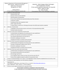 Document preview: Industrial - Multi-category Water Dischargers Permit Application Checklist - Alabama
