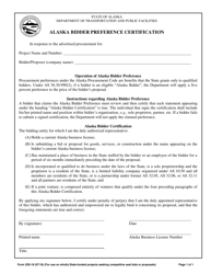 Form 25D-19 &quot;Alaska Bidder Preference Certification&quot; - Alaska