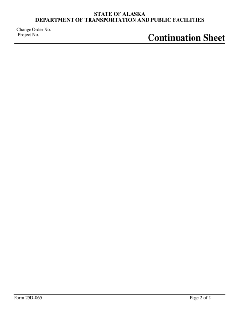 Form 25D-65 Continuation Sheet - Alaska