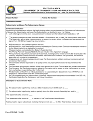 Document preview: Form 25D-42 Contractor Self Certification for Subcontractors and Lower Tier Subcontractors - Alaska