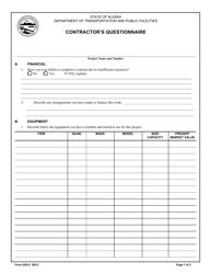 Form 25D-08 &quot;Contractor's Questionnaire&quot; - Alaska