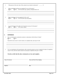 Form 25D-08 Contractor&#039;s Questionnaire - Alaska, Page 2