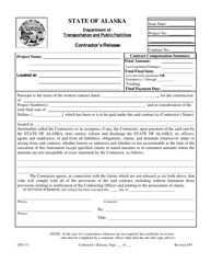 Document preview: Form 25D-117 Contractor's Release - Alaska
