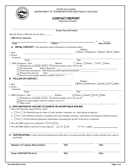 Form 25A-321A Contact Report - Alaska
