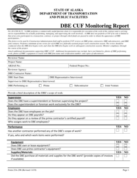 Document preview: Form 25A-298 Dbe Cuf Monitoring Report - Alaska