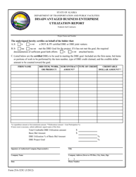 Document preview: Form 25A-325C Disadvantaged Business Enterprise Utilization Report - Alaska