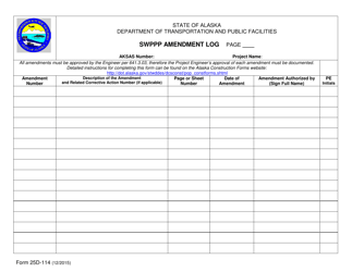 Document preview: Form 25D-114 Swppp Amendment Log - Alaska
