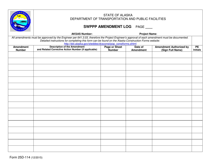 Form 25D-114 Swppp Amendment Log - Alaska