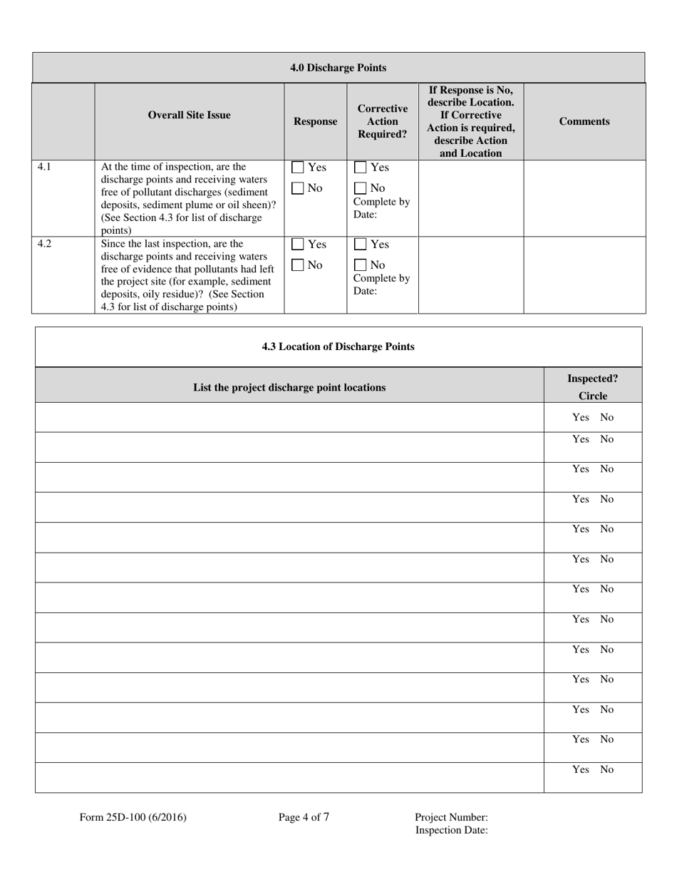 Form 25D-100 Swppp Construction Site Inspection Report - Alaska, Page 4