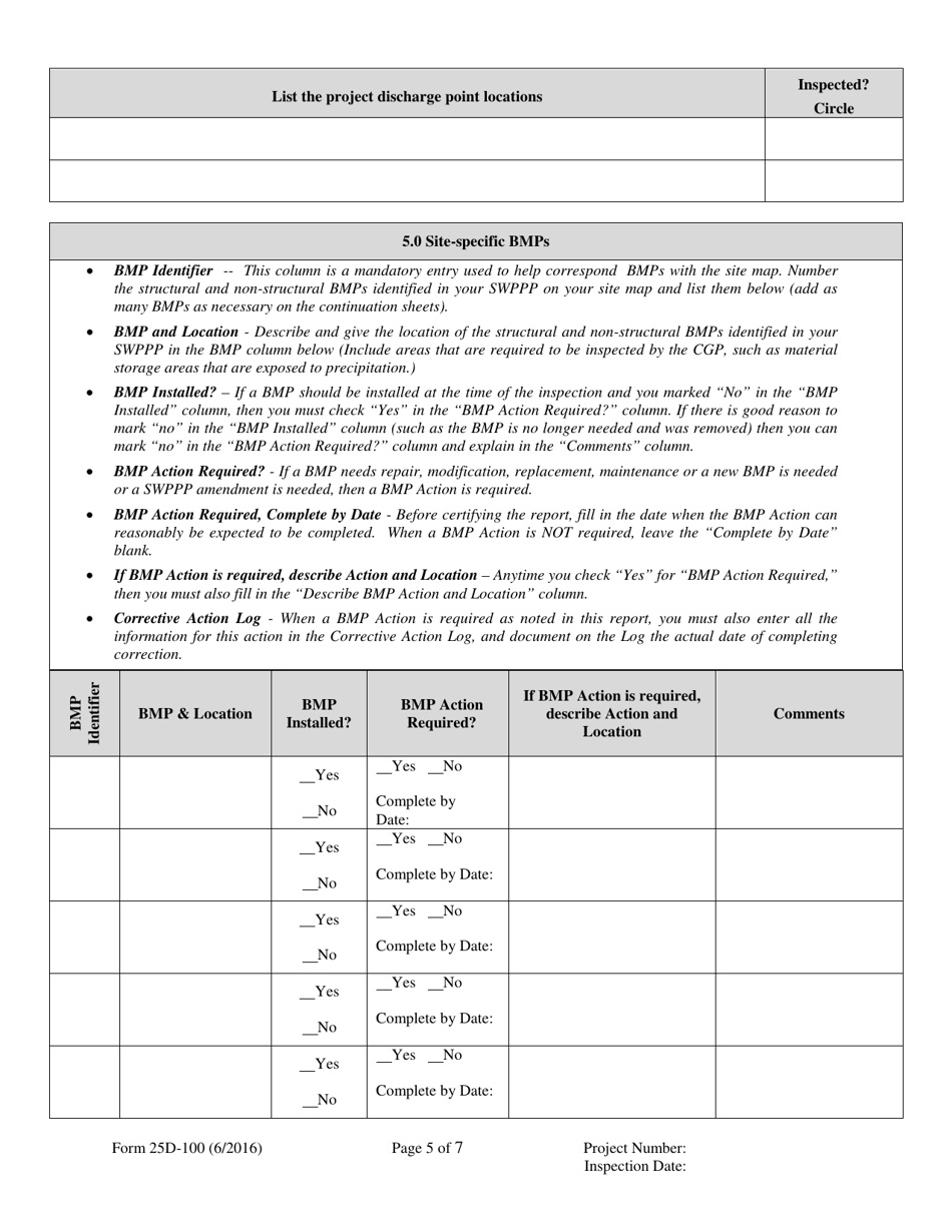 Form 25D-100 Swppp Construction Site Inspection Report - Alaska, Page 5