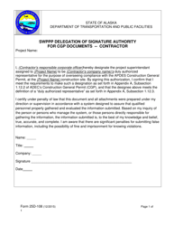 Document preview: Form 25D-108 Swppp Delegation of Signature Authority for Cgp Documents - Contractor - Alaska