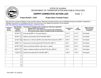 Instructions for Form 25D-112 Swppp Corrective Action Log - Alaska, Page 2