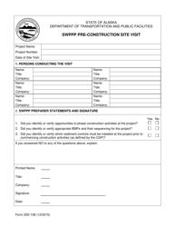 Document preview: Form 25D-106 Swppp Pre-construction Site Visit - Alaska