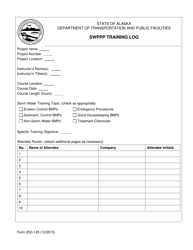 Document preview: Form 25D-125 Swppp Training Log - Alaska