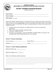 Form 25A-310 Dot&amp;pf Training Program Request - Alaska