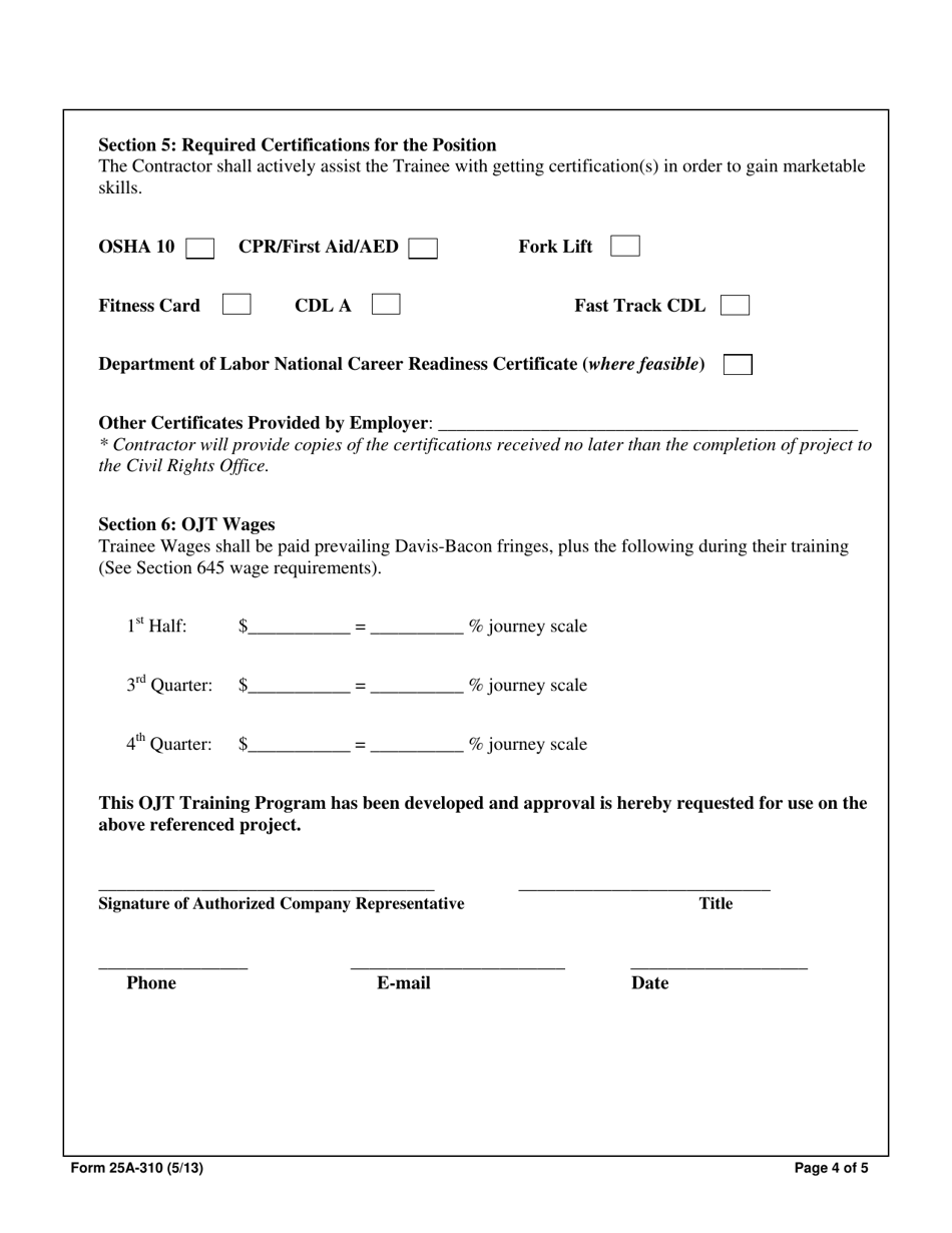 Form 25A-310 Dotpf Training Program Request - Alaska, Page 4