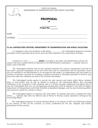 Form 25D-9A &quot;Building Proposal&quot; - Alaska
