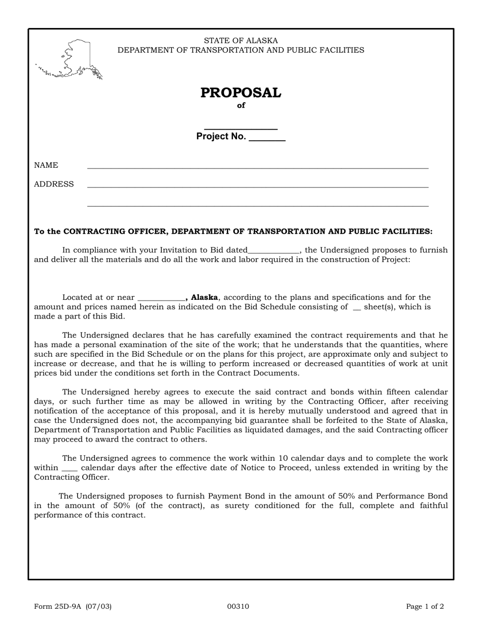 Form 25D-9A Building Proposal - Alaska, Page 1