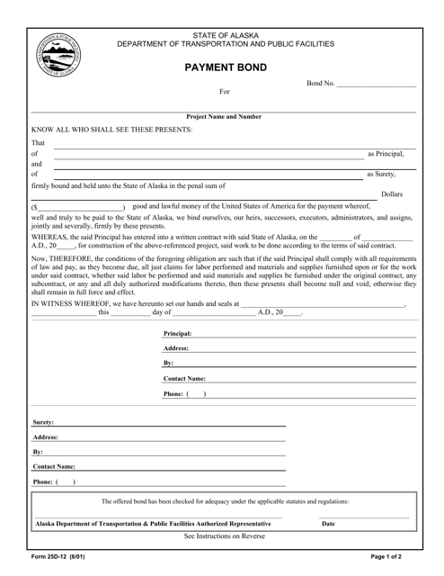 Form 25D-12 Payment Bond - Alaska