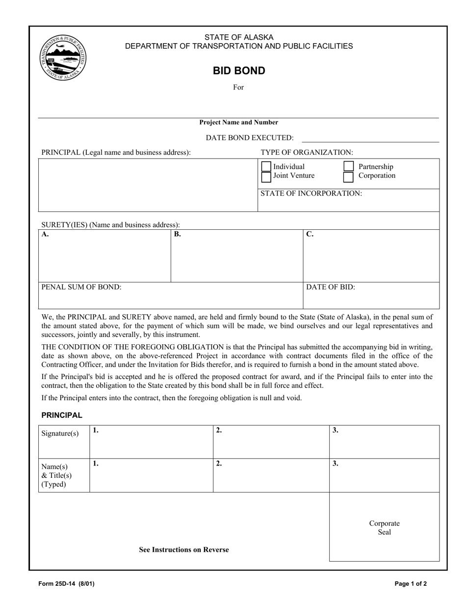 Form 25D-14 Bid Bond - Alaska, Page 1
