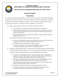 Document preview: Form 25D-151 Certificate of Buy American Compliance for Total Facility - Alaska
