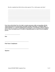 Disadvantaged Business Enterprise (Dbe) Program Complaint Form - Alaska, Page 5