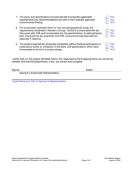 Attachment 3 Sponsor Certification for Project Plans and Specifications - Alaska, Page 2