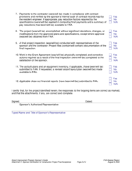 Attachment 1 Sponsor Certification for Construction Project Final Acceptance - Alaska, Page 2