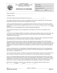 Document preview: Form 25A-R450 Certificate of Appraiser - Alaska