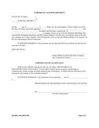 Form 25A-R622 Warranty Deed (Corporate/Partial Property/Controlled Access Without Frontage Road) - Alaska, Page 2