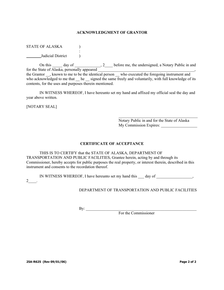Form 25A-R625 Easement (Standard / Partial Property) - Alaska, Page 2