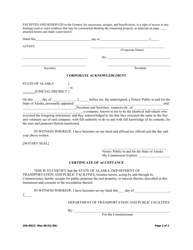 Form 25A-R623 Warranty Deed (Corporate/Partial Property/Controlled Access With Frontage Road) - Alaska, Page 2