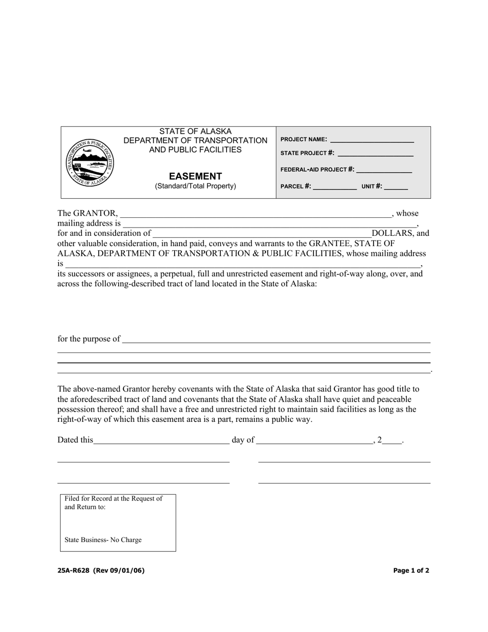 Form 25A-R628 Easement (Standard / Total Property) - Alaska, Page 1